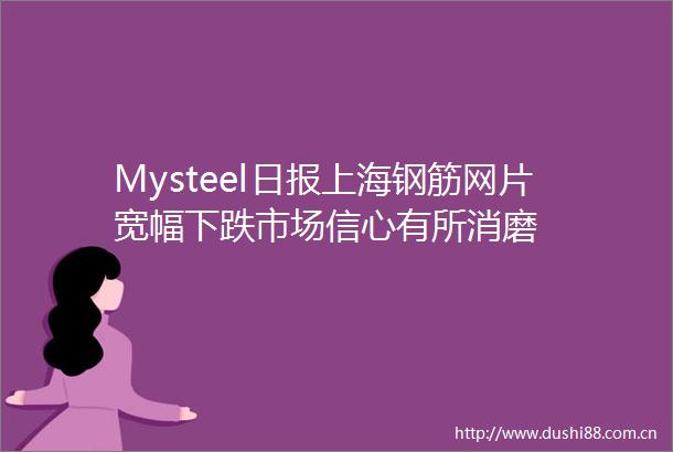 Mysteel日报上海钢筋网片宽幅下跌市场信心有所消磨