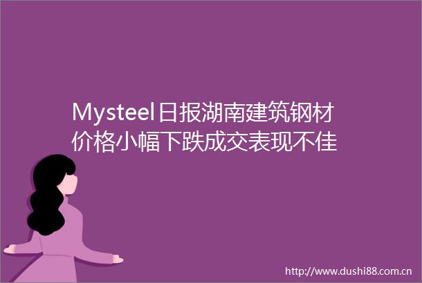 Mysteel日报湖南建筑钢材价格小幅下跌成交表现不佳