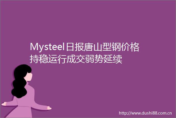 Mysteel日报唐山型钢价格持稳运行成交弱势延续