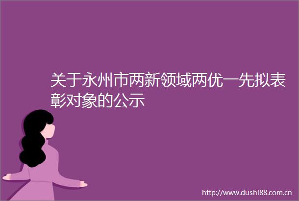 关于永州市两新领域两优一先拟表彰对象的公示