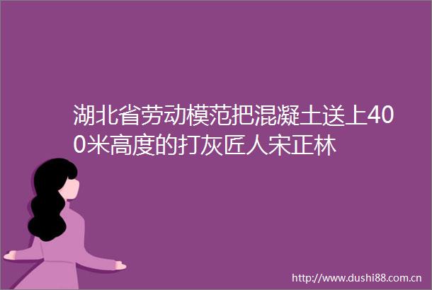 湖北省劳动模范把混凝土送上400米高度的打灰匠人宋正林