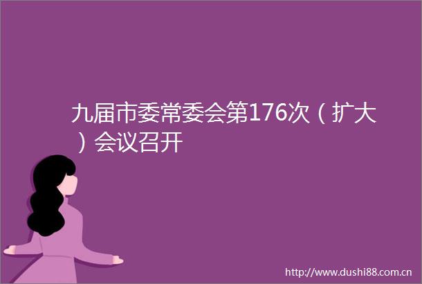 九届市委常委会第176次（扩大）会议召开