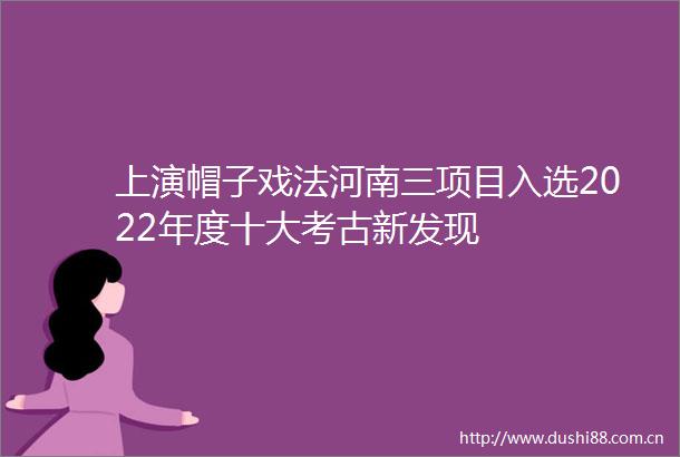 上演帽子戏法河南三项目入选2022年度十大考古新发现