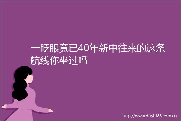 一眨眼竟已40年新中往来的这条航线你坐过吗