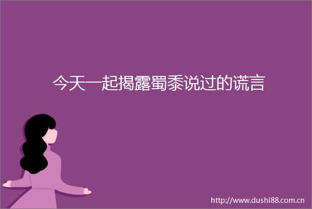 今天一起蜀黍说过的谎言