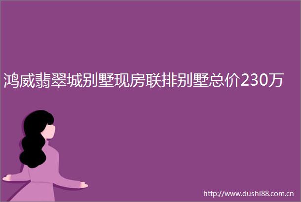 鸿威翡翠城别墅现房联排别墅总价230万