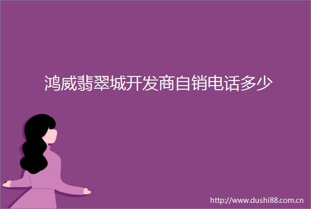 鸿威翡翠城开发商自销电话多少