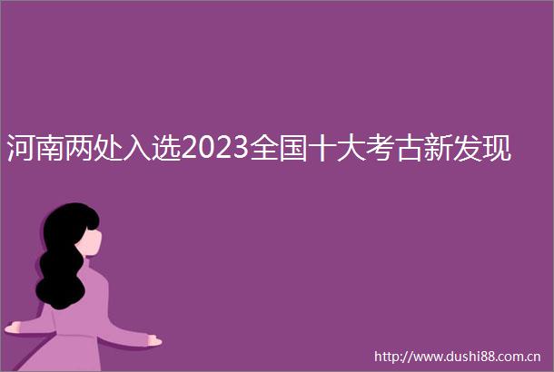 河南两处入选2023全国十大考古新发现