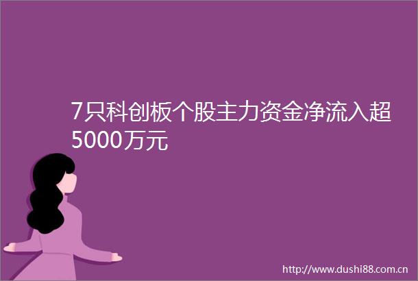 7只科创板个股主力资金净流入超5000万元