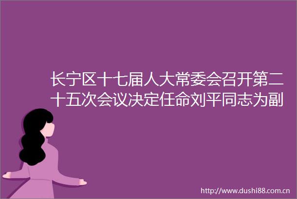 长宁区十七届人大常委会召开第二十五次会议决定任命刘平同志为副区长代理区长
