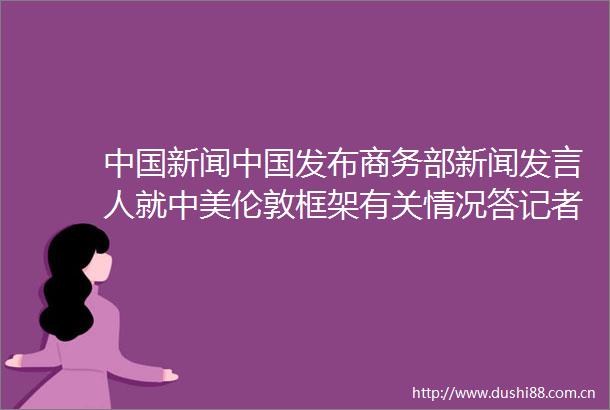 新闻发布商务部新闻发言人就中美伦敦框架有关情况答记者问