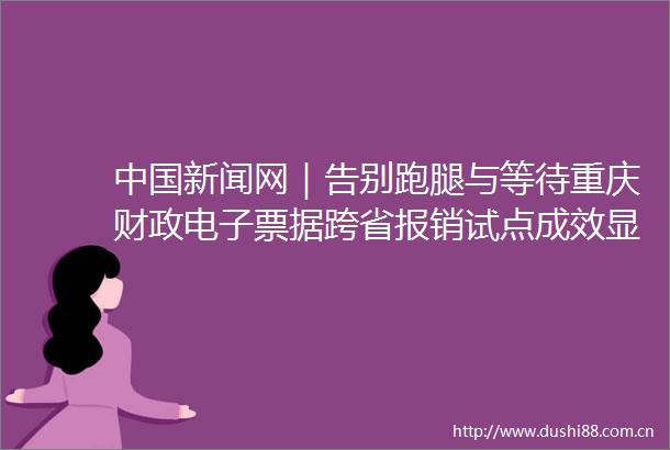 新闻网｜告别跑腿与等待重庆财政电子票据跨省报销试点成效显著