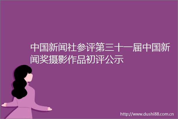新闻社参评第三十一届新闻奖摄影作品初评公示