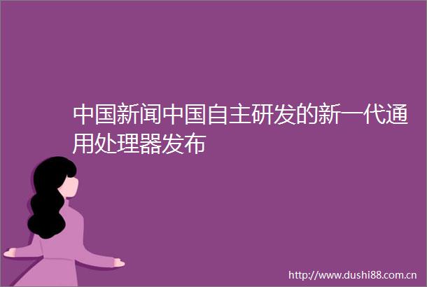 新闻自主研发的新一代通用处理器发布
