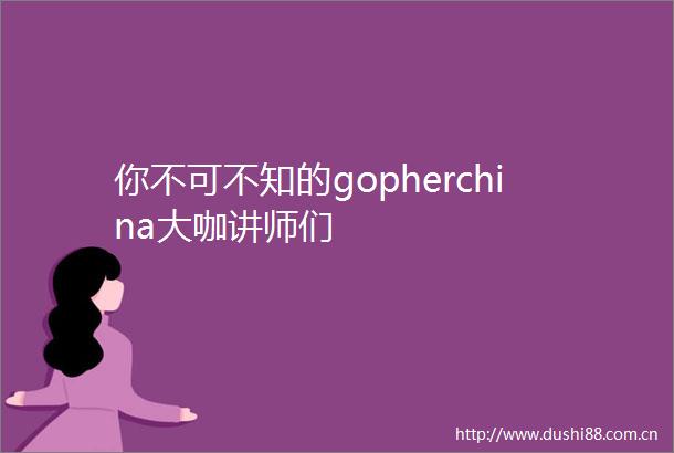 你不可不知的gopherchina大咖讲师们