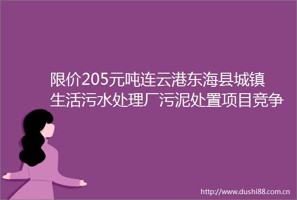 限价205元吨连云港东海县城镇生活污水处理厂污泥处置项目竞争性磋商采购邀请