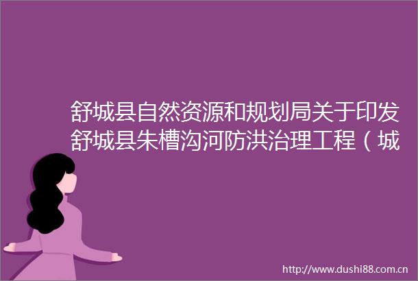 舒城县自然资源和规划局关于印发舒城县朱槽沟河防洪治理工程（城关镇段）集体土地上房屋拆迁补偿安置方案的通知