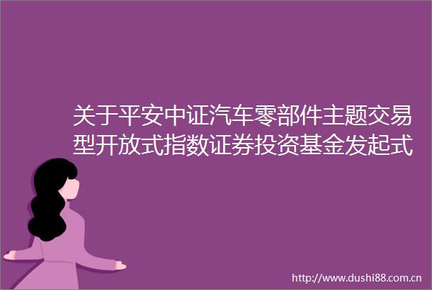 关于平安中证汽车零部件主题交易型开放式指数证券投资基金发起式联接基金增设E类基金份额并修改基金合同和托管协议的公告