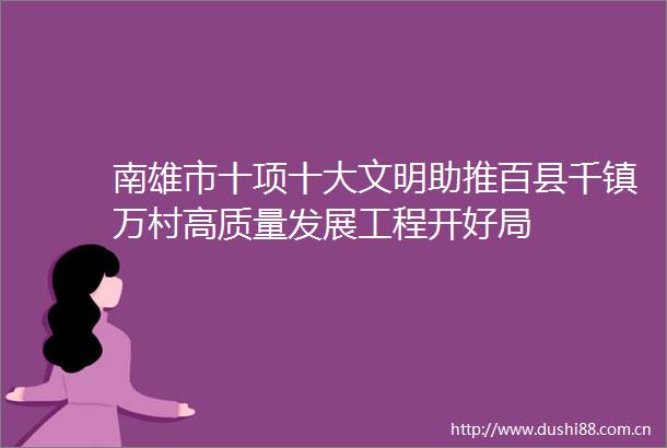 南雄市十项十大文明助推百县千镇万村高质量发展工程开好局