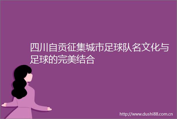 四川自贡征集城市足球队名文化与足球的完美结合