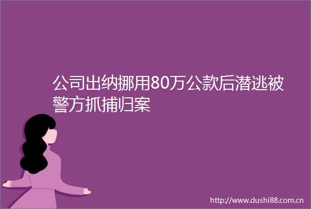 公司出纳挪用80万公款后潜逃被警方抓捕归案