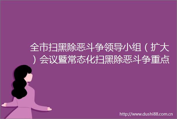 全市扫黑除恶斗争小组（扩大）会议暨常态化扫黑除恶斗争重点工作推进会议召开