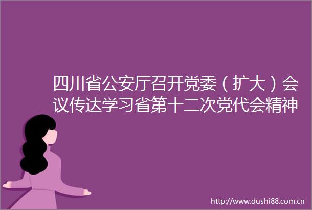 四川省厅召开党委（扩大）会议传达学习省第十二次党代会精神