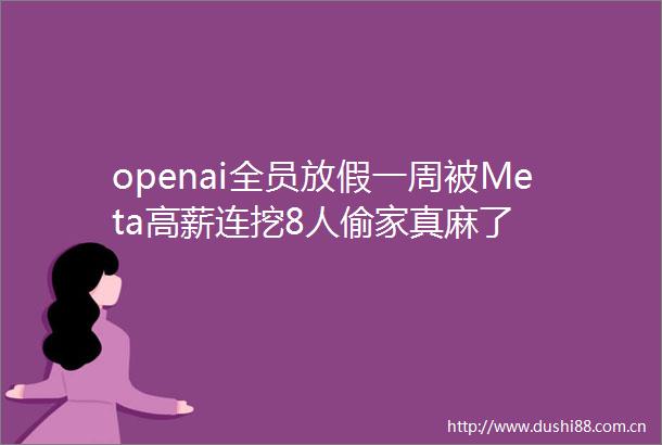 openai全员放假一周被Meta高薪连挖8人偷家真麻了