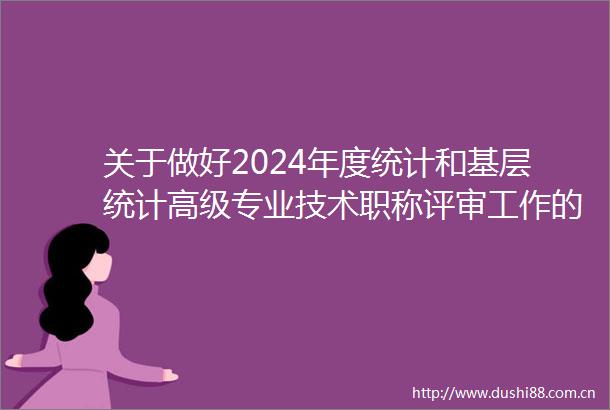 关于做好2024年度统计和基层统计高级专业技术职称评审工作的公告