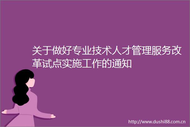 关于做好专业技术人才管理服务改革试点实施工作的通知