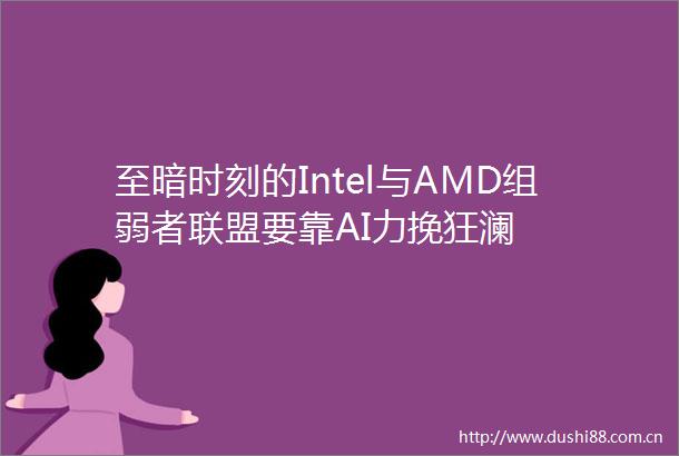至暗时刻的Intel与AMD组弱者联盟要靠AI力挽狂澜