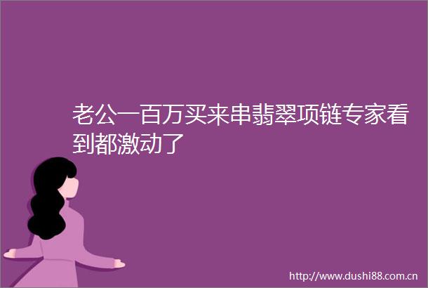 老公一百万买来串翡翠项链专家看到都激动了