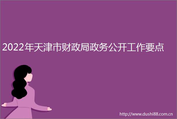 2022年天津市财政务公开工作要点