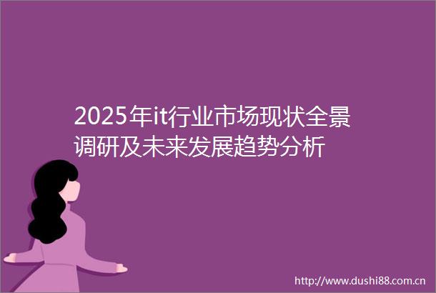 2025年it行业市场现状全景调研及未来发展趋势分析