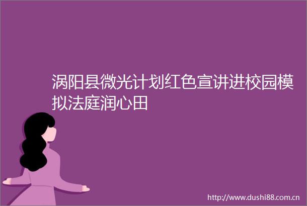 涡阳县微光计划红色宣讲进校园模拟润心田