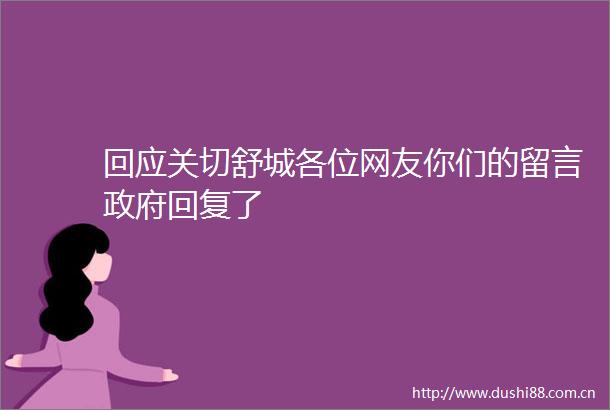 回应关切舒城各位网友你们的留言回复了