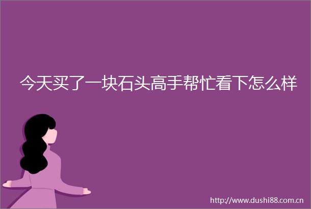 今天买了一块石头高手帮忙看下怎么样