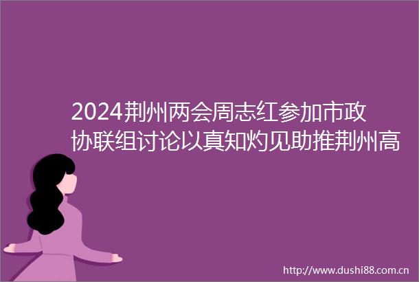 2024荆州两会周志红参加市政协联组讨论以真知灼见助推荆州高质量发展