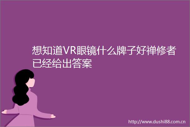 想知道VR眼镜什么牌子好禅修者已经给出答案
