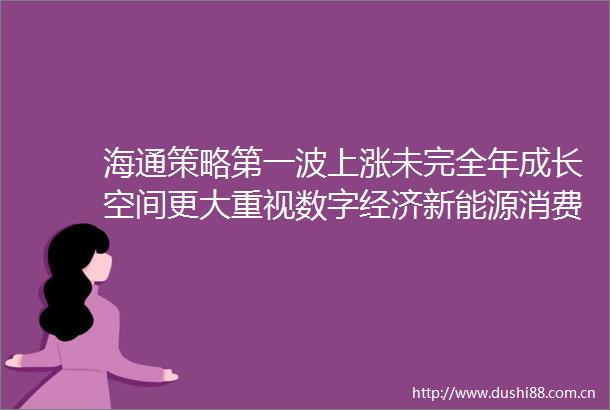海通策略第一波上涨未完全年成长空间更大重视数字经济新能源消费复苏等