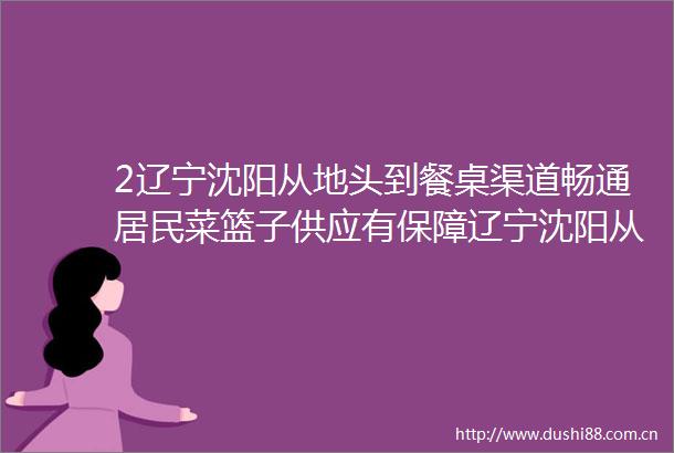 2辽宁沈阳从地头到餐桌渠道畅通居民菜篮子供应有保障辽宁沈阳从地头到餐桌渠道畅通居民菜篮子供应有保障