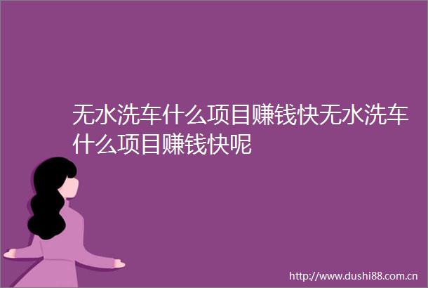 无水洗车什么项目赚钱快无水洗车什么项目赚钱快呢