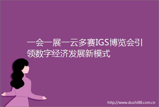 一会一展一云多赛IGS博览会引领数字经济发展新模式