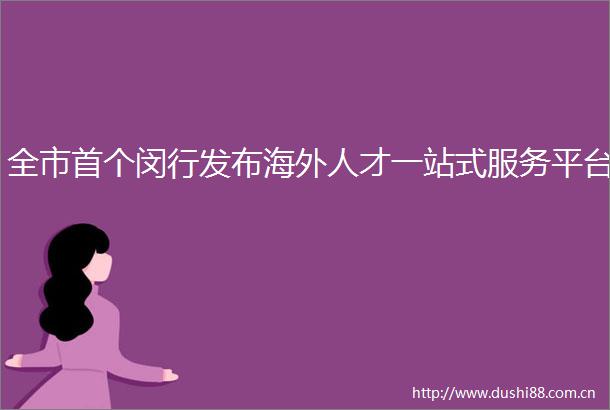 全市首个闵行发布海外人才一站式服务平台