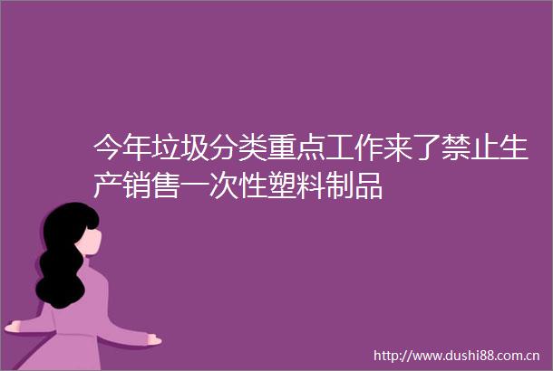 今年垃圾分类重点工作来了禁止生产销售一次性塑料制品