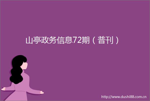 山亭政务信息72期（普刊）