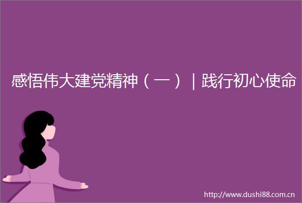感悟伟大建党精神（一）｜践行初心使命