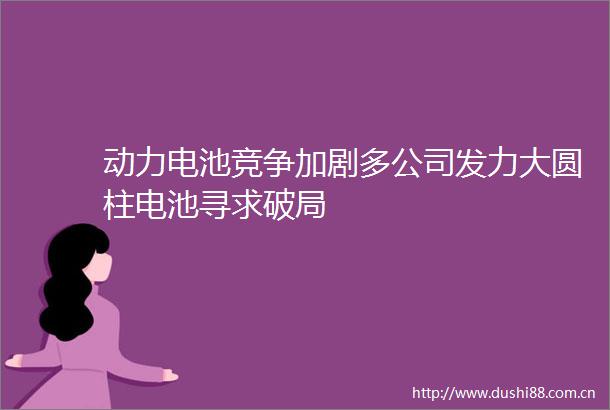 动力电池竞争加剧多公司发力大圆柱电池寻求破局