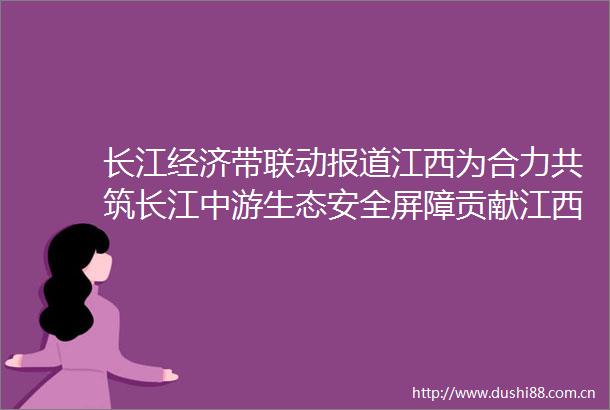 长江经济带联动报道江西为合力共筑长江中游生态安全屏障贡献江西担当