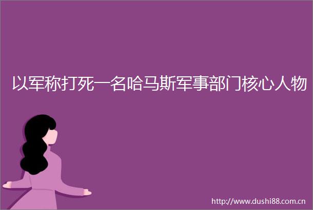 以军称打死一名哈马斯军事部门核心人物